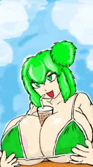 マリモさん、タピオカチャレンジ。