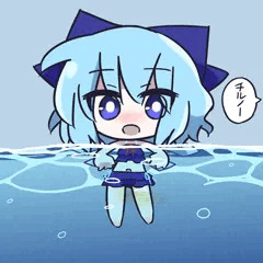 プールでおしっこしてるチルノ