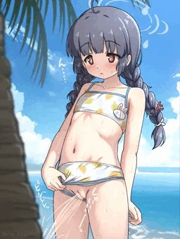 海辺でおしっこしちゃうミユちゃん