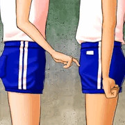 体育倉庫の裏で、小悪魔同級生に射精させられる僕。