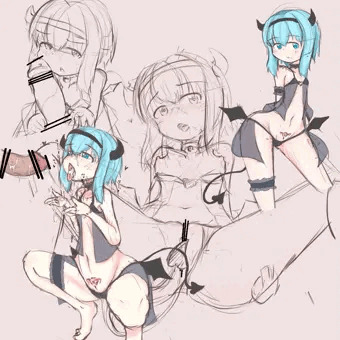 小悪魔コスうちの子えっち絵