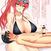 水着ザラお姉さんの膝枕手コキ