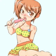水着の女の子がアイスキャンディー舐めるだけの絵
