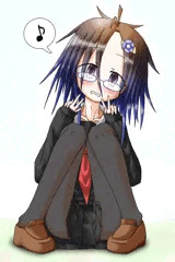 体育座りの看板娘