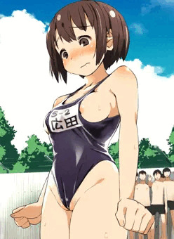 プールの授業に小学校の水着を持ってきてしまった女子高生