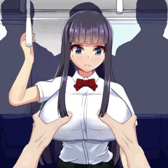 電車でおっぱいもみもみ