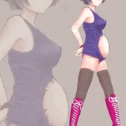 ボテ腹と水着とブーツ