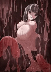 触手の種付けが終わった姉巫女