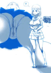 巨乳JKが石男にヤラれて石化：ラフ