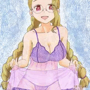 金髪三つ編み巨乳太眉おでこ眼鏡っ娘さん