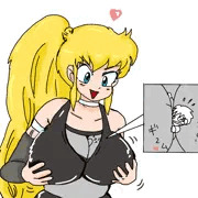 巨大化して胸に挟まれる（らくがき）