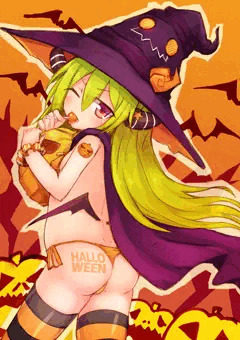ハロウィンキミドリさんのおしりにイタズラ