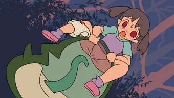 森の妖怪ラブジュースポッドと戯れる子ちゃん