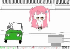桁の低い通路に対応出来るマイクロ自転車で疾走する少女