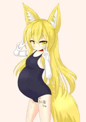 ボテ腹狐娘スク水ロリダブルピース
