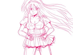 風になびく少女　雑絵