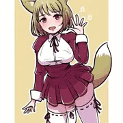 ふたなり絶対領域を見せつけるあざとい狐娘。