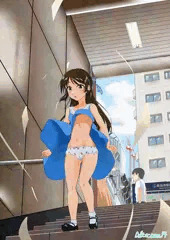 地下鉄の突風でワンピースがめくれ上がってしまうありす