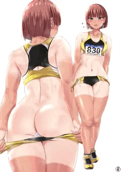 くい込みを直したらお尻丸出しになってしまった陸上部の先輩