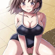 こっちを見つめるスク水JK