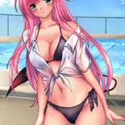 学校プール+ビキニ姿ララ
