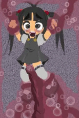 触手に絡まれる少女