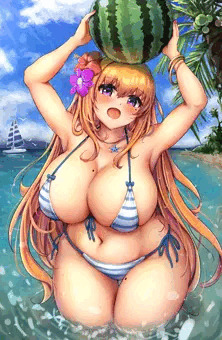 【skeb】南国の海ではしゃぐうちの子