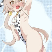 牛柄ハイレグ水着ヒフミちゃん