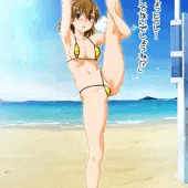 キワどい水着で、Y字バランスをキメる御坂さん