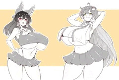 霊夢早苗脇見せがに股ポージング（ふたなし/ふたなり）