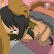 【サンプル】壁尻で3穴犯される娘【GIF】