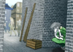 細い路地に駆け込んで