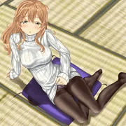 縦セタ黒タイツ