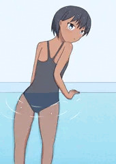日焼けスク水プールサイド