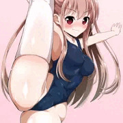 スク水＆ニーソでY字バランスする憧ちゃん