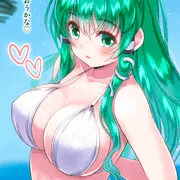 水着早苗さんと海2