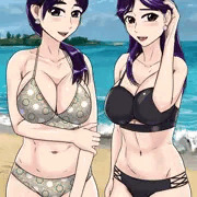 残暑見舞い的にダブル水着熟女とヘア丸出し差分
