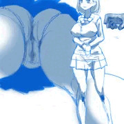 巨乳JKが石男にヤラれて石化：ラフ