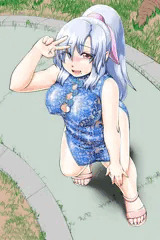 透け透けチャイナで野外露出