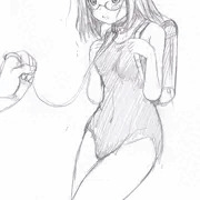 眼鏡水着っ娘