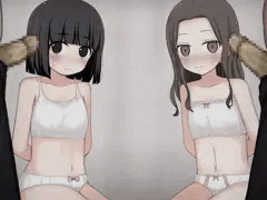 見せ槍されるロリ×2