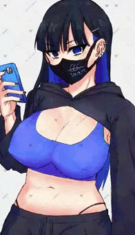 ストリート系ファッション黒マスクお姉さん