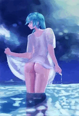 水浴びするミク
