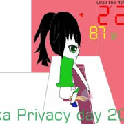 トイレブースを施錠する事でプライバシー機能を働かせる少女