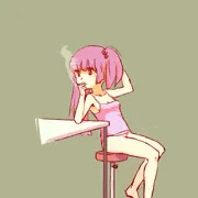 自宅でくつろぎながら煙草を吸うちなつちゃん