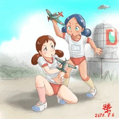 体操着のスンちゃんとミハルちゃん