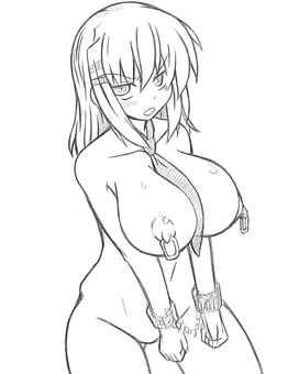 裸ネクタイの多汰美が鎖で繋がれている絵