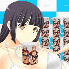 オルター部隊のマグカップ販売キャンペーンする水着美女達