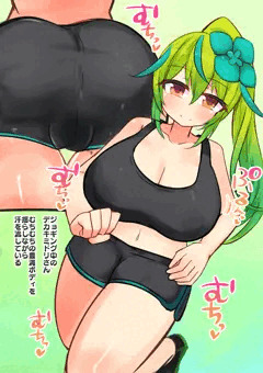 skebふたなりデカキミドリさんのジョギング中にセルフパイズリ