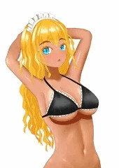 金髪褐色メイドのビキニとおっぱい